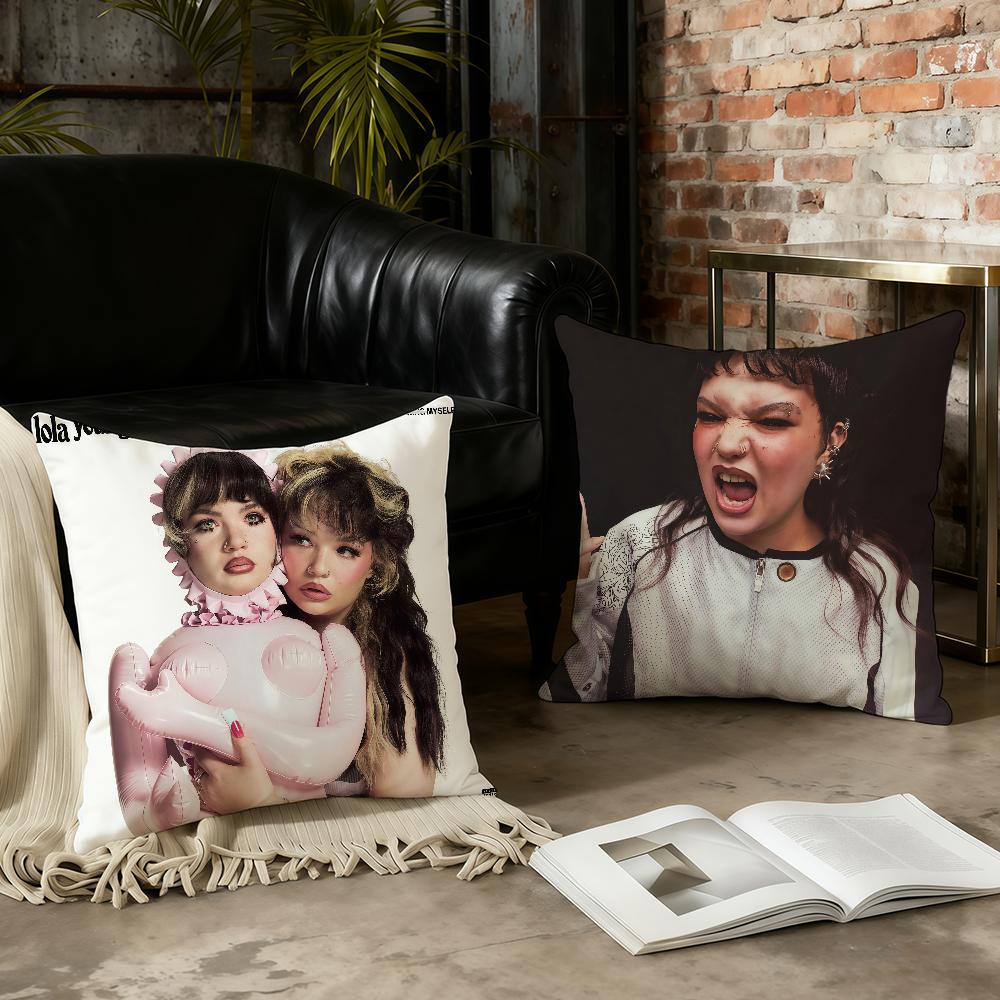 L-Lola Young Singer Cushion Cover Birthday Anniversary Gifts Double Sided Printed Zipper Cushion Cover Soft Skin Bedding