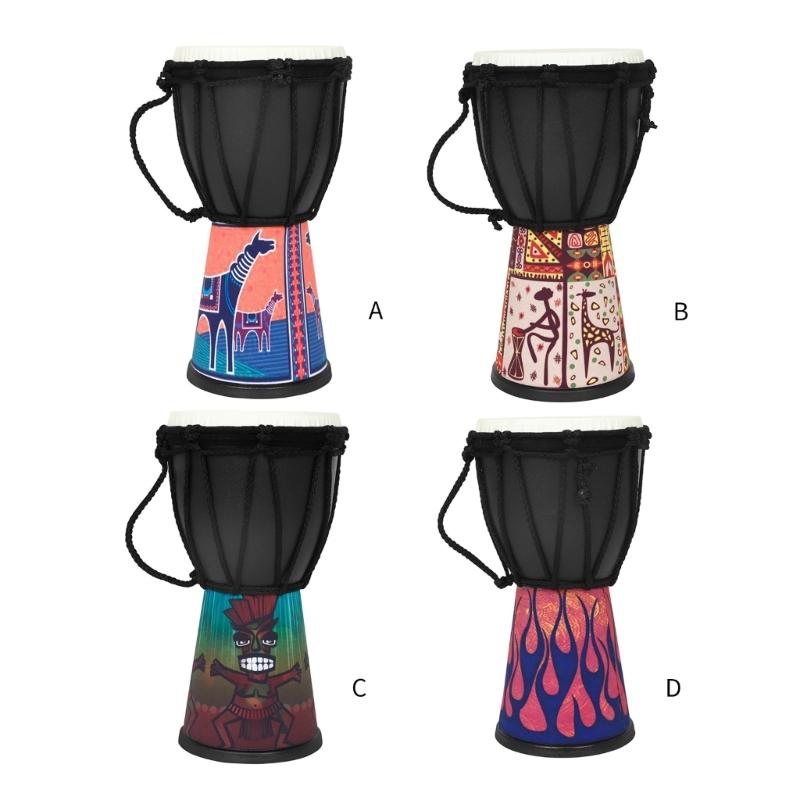4Inch African Hand Drum Musical Instrument Children Drum Musical Toy Unique Pattern Small Drum Percussions Toy