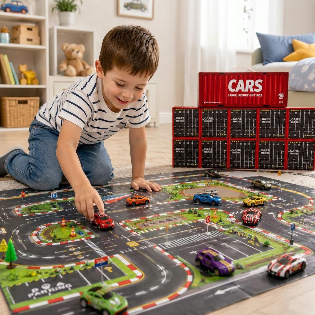 Spielzeugautos 48 Stück Automodelle in einem Container-Autoset