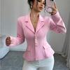 Casual Blazers Spring Autumn Fashion Short Jackets Women, Office Lady Pink Loose Thin Coats, Single Breasted Short Suits Female