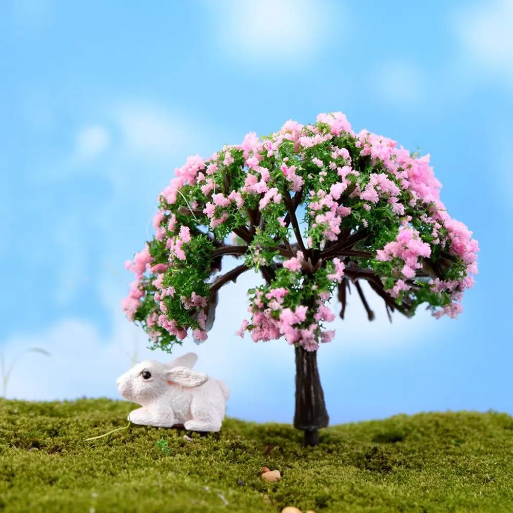 Mini Simulation Sakura Trees Kawaii Micro Figurines Landscape for Garden Kawaii Cherry Desk Ornaments Hosehold Desk Decors