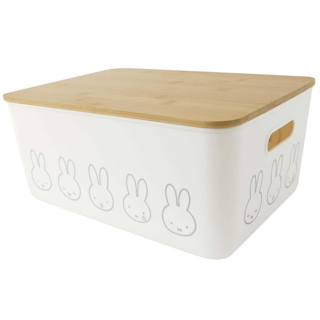 Okato Miffy Bamboo Storage Case with Lid Stackable 36cm x x (Large) - - (W) 16.2cm (H) 25.5cm (D)
