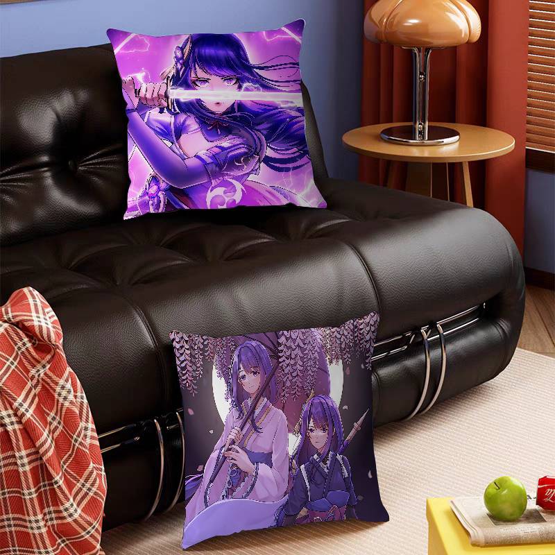 G-Genshin Impact Raiden Shogun Dekorative Raumästhetik Kissenbezug Heimdekor Schlafzimmer Sofa Bett Couch Kissenbezug 45x45