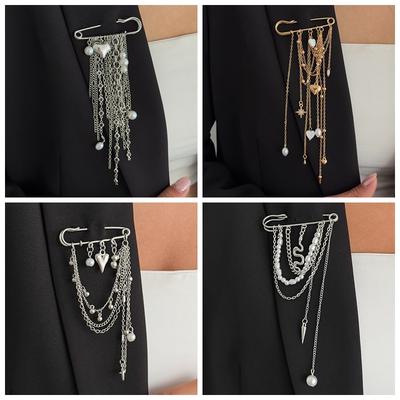 2026 New Irregular Tassel Chain Brooches for Women Design Multi-Functional Pants Bags Chain Charm Clothes Pin Accessory Jewelry