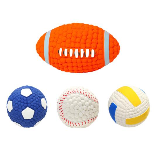 Puppy Teething Sound Ball Interactive Dog Toy Latex Rugby Series Boredom Relief Teeth Cleaning Indoor Outdoor Play Dog Toy Pet Supplies