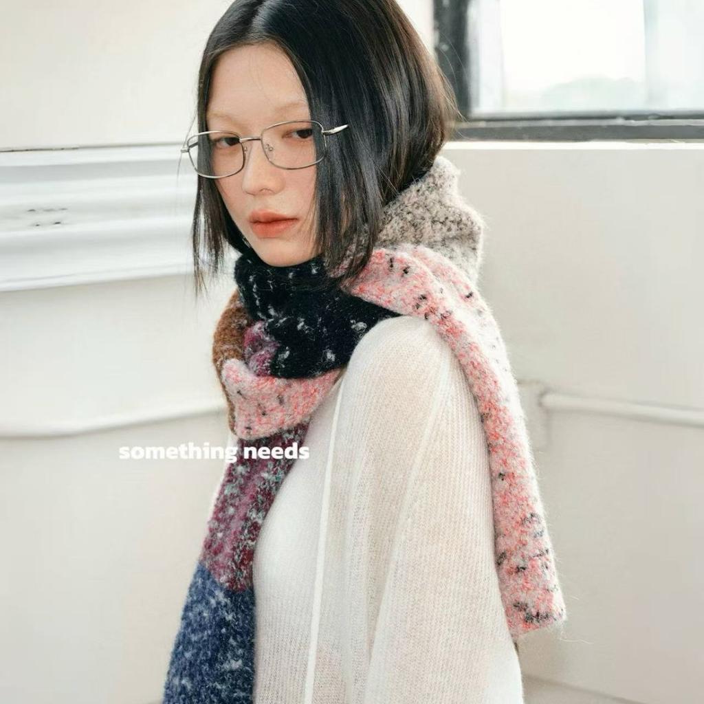 Korean Dopamine Gradient Color Matching Warm Scarf Winter High End Thickened Soft Waxy Knitted Scarf Versatile Shawl