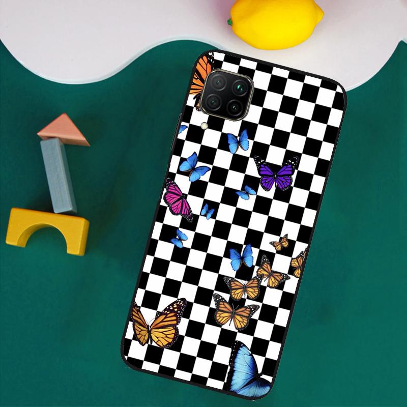 Checkerboard Sunflower For Huawei Nova Y73 Y72 Y70 Y90 Y60 Y61 Y91 12s 12i 11i 8i 9 10 SE P40 Lite P30 P60 Pro Case