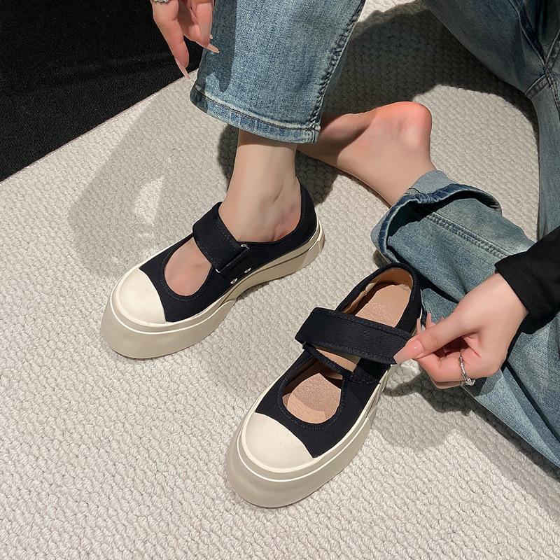 Francuskie damskie buty Mary Jane Zhao Ruth, tak samo brzydkie i urocze retro 2025 nowe małe białe płócienne buty na platformie wiosenno-letnie
