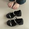 Versatile Retro Bow High-heeled Mary Jane Shoes Women's Summer Fashion Casual Pearl One-word Thick-soled Thick-heeled Single Shoes
