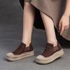 Fashion GKTINOO 2024 Autumn New Retro Genuine Leather Flat Platform Shoes Comfortable And Versatile Commuting Women's Slip-on Shoes