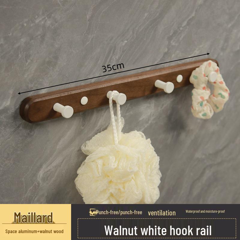 Walnut Wall-Mounted Hook for Clothes & Hats, No-Punch Installation for Door Back or Entrance Hall