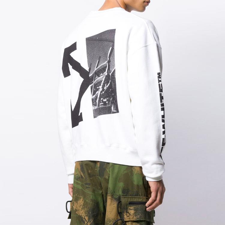 Off-White Splitted Arrows Over Crewneck White / Black Men Tops OMBA035E19D250100110