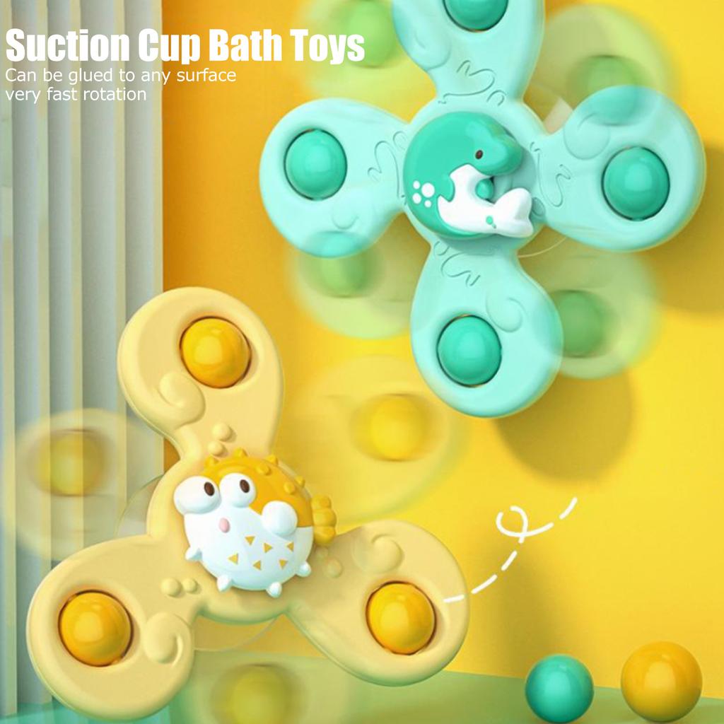 3 Pcs Suction Cup Spinner Toys Rotating Flower Suction Cup Toys Waterproof Rustproof Baby Fidget Spinners Bathroom Toys