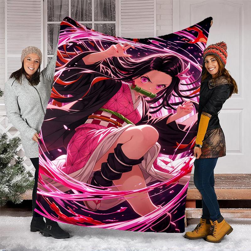 1pc nezouko9 Theme Blanket - Digital Print, Polyester, Cozy for All Seasons, Perfect for Outdoor, and Travel