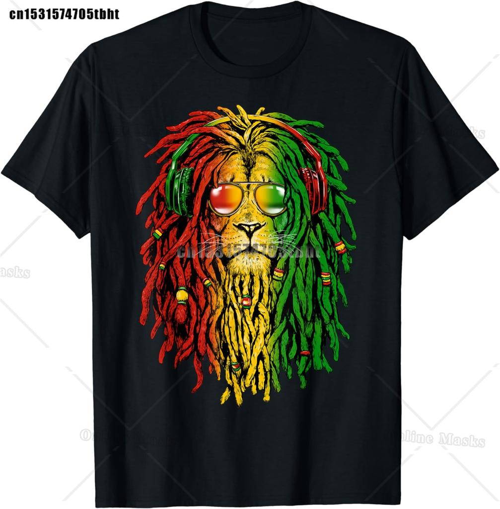 Jamajka Rasta Lev Vtipná Grafická Trička Bavlna Unisex Krátký Rukáv Ležérní Tričko Top Harajuku Streetwear Letní Unisex Oblečení