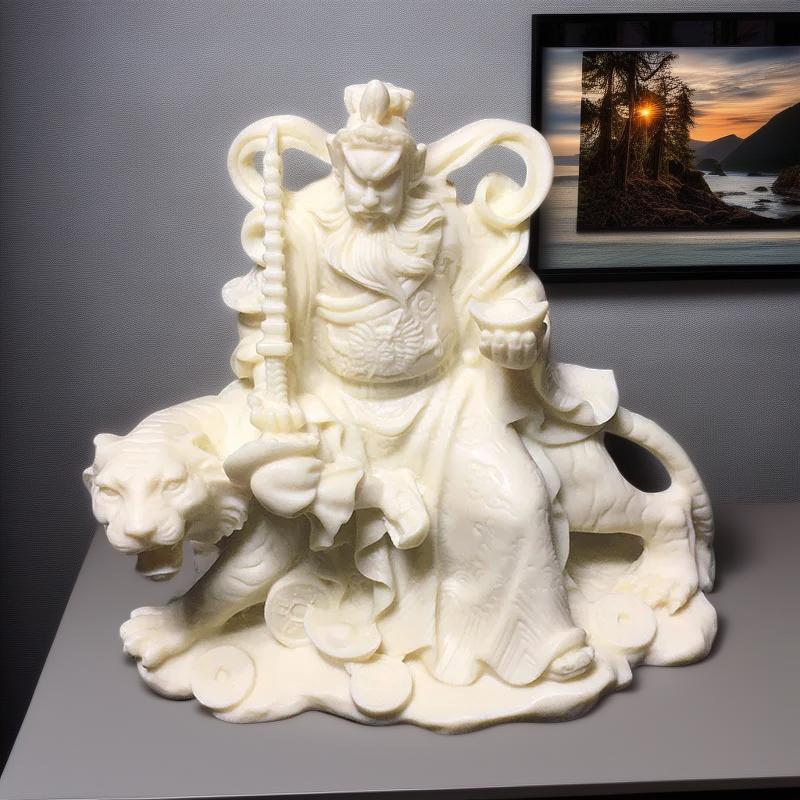 

Верхом на тигре - Чжао Гунмин Бог богатства Статуя - Китайские буддийские фигуры Дом Комната Офис Фэн-шуй Бог богатства Статуя