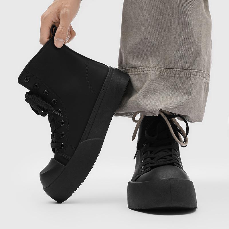 High-top shoes men's spring minimalist big-headed milk-scented baseplate shoes high street platform derby shoes men's commuter casual leather shoes