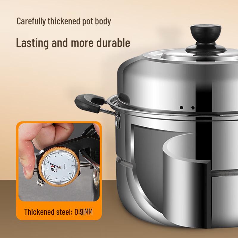 HUIHUADU 28cm doppelstöckiger Dampfgarer aus Edelstahl