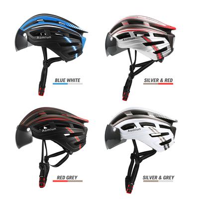 Aomiun Mountain Bike Helmet Motorcycling Helmet with Back Light Detachable Magnetic Visor UV