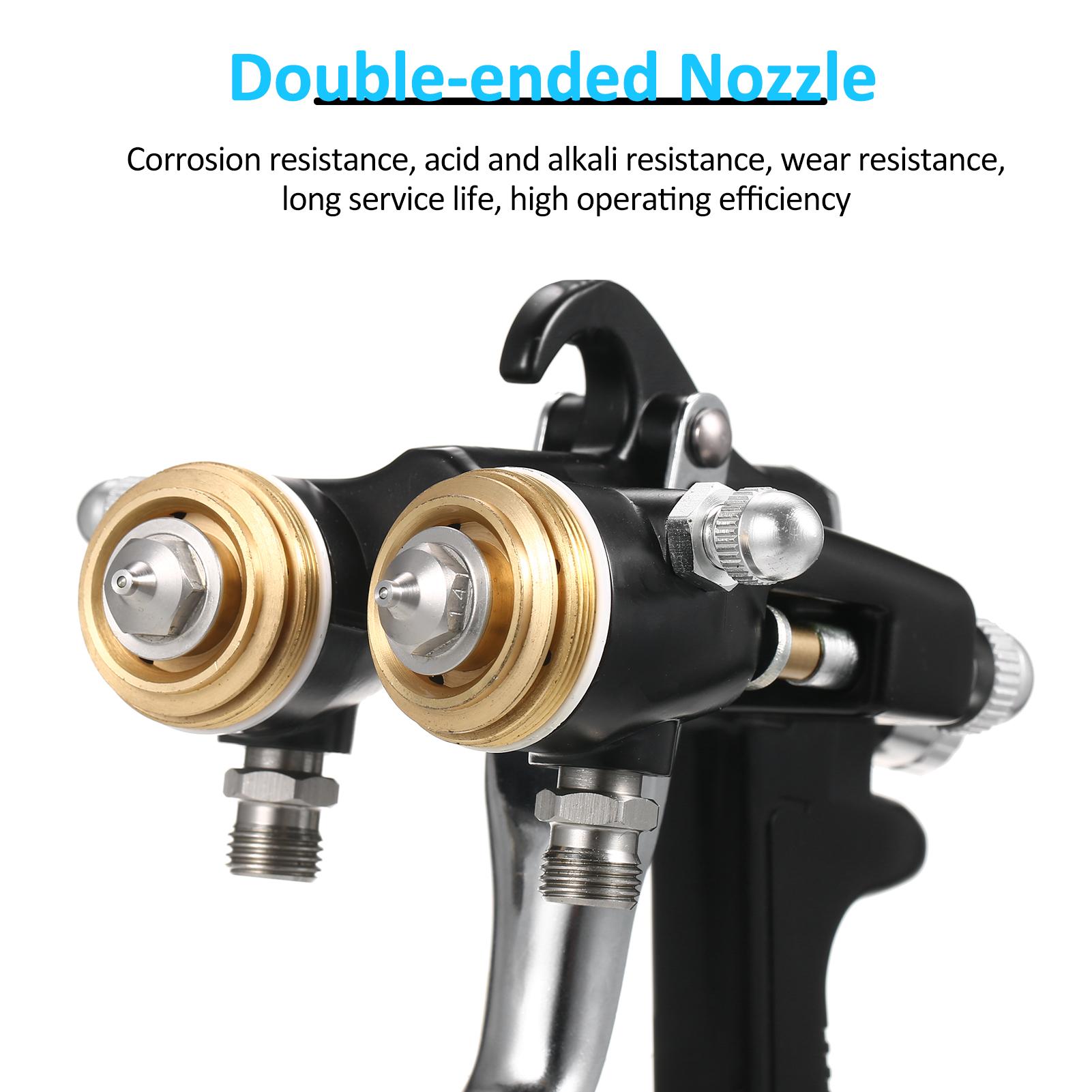 

Двойное сопло 1,4 мм Двойные головки Двухкомпонентный Зеркальный эффект Серебристый хром Пневматическая распылительная машина Профессиональный Аэрограф чёрный