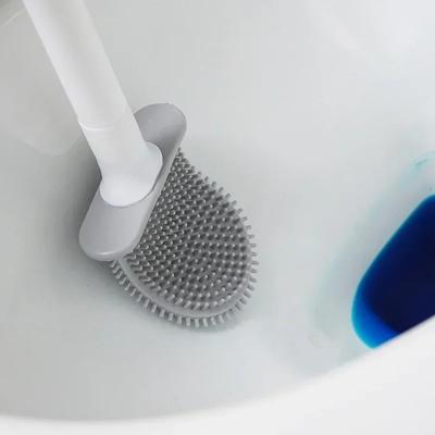 Must-have Silicone Long Handle Flexible Cleaning Toilet Brush MINI Bathroom Brush Quick Drying Rack Bathroom Accessories