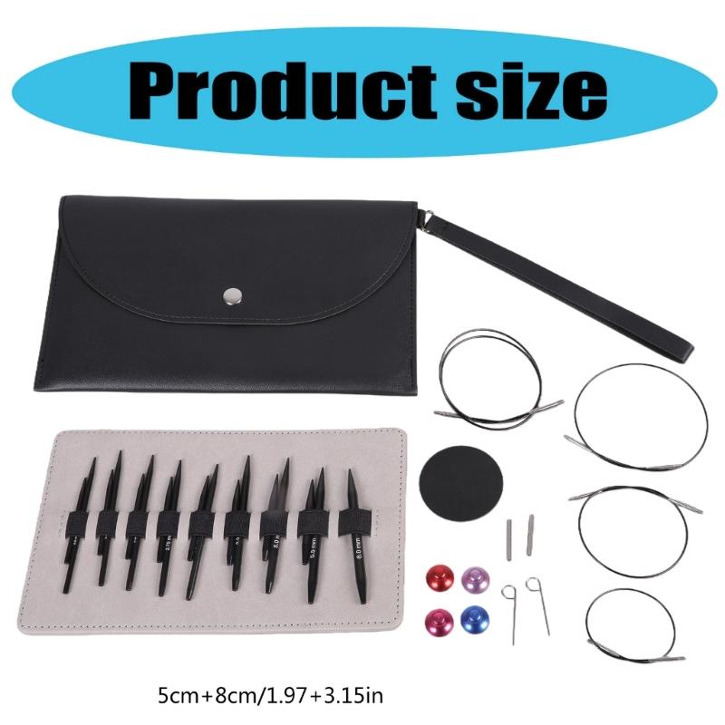 Interchangeable Circular Knitting Needle Set with Case and Accessories Circular Knitting Pins 3.0mm-6.0mm