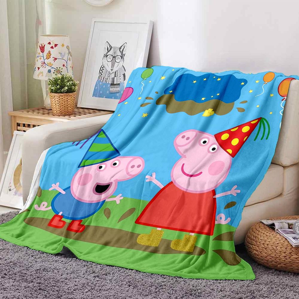 Peppa Pig Theme Printed Blanket - Perfect for Couch, Bed, Travel & Outdoor Use | Machine Washable, Cozy & Durable.