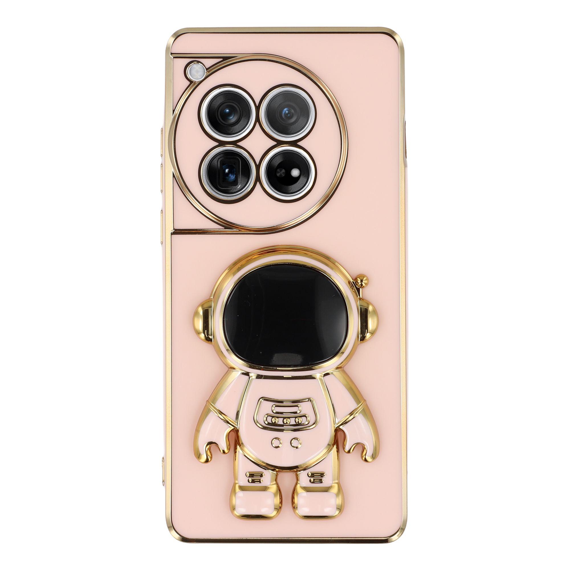 

For OnePlus 12 5G Case Electroplating Soft TPU Phone Cover with Astronaut Hidden Kickstand