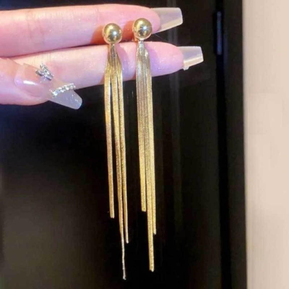 Trendy Style Tassel Pendant Earrings Light Luxury Drooping Earring  Ladies Accessories