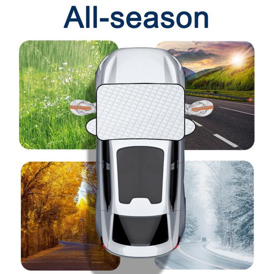 4-Layer Magnetic Windshield Snow Cover for Cars SUVs Trucks Full Coverage Frost Protector with Side Window