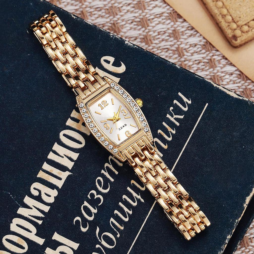 Women's Stylish Barrel Rhinestone Strap Quartz Watch