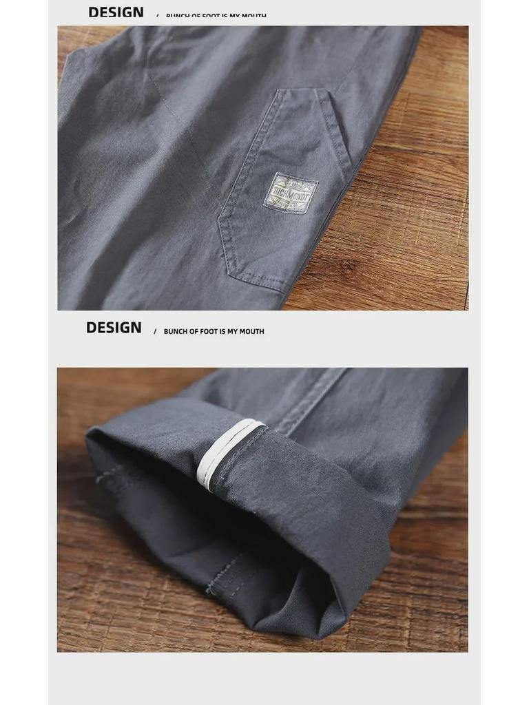 Men's Khaki Stretch Casual Pants - 2024 Spring/Autumn High-End Cotton Loose-Fit Overalls.