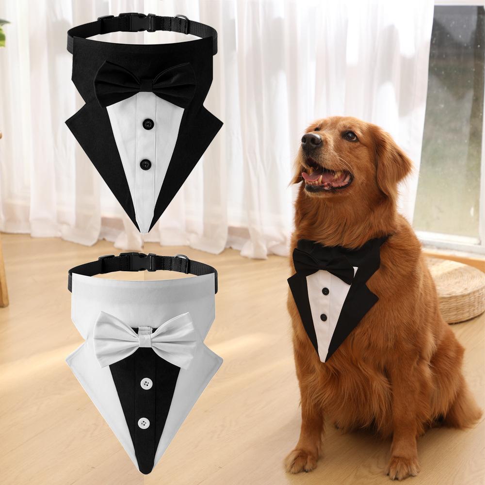 Tanpopo Pet Supplies New Designer Luxury Dog Bow Tie Collar Tuxedo Suit Wedding Triangle Scarf Bandana Party Costume Accessories