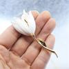 Practical White Tulips Brooch Fashion Magnolias Flower Pin Jewelry Accessory for Women’s Coats Backpacks and Hats