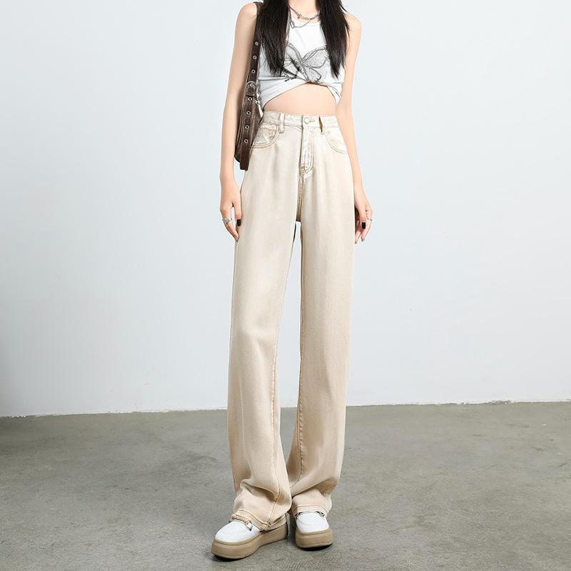 Tennis Jeans for Women In Summer New Wide-leg Drooping Thin Loose Ice Silk Straight Pants
