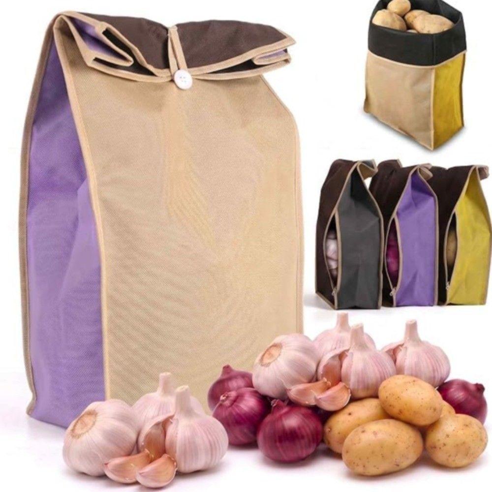 Self Sealing Potato Onion Storage Bags with Side Zipper Onion Storage Pouch Pantry Organizer