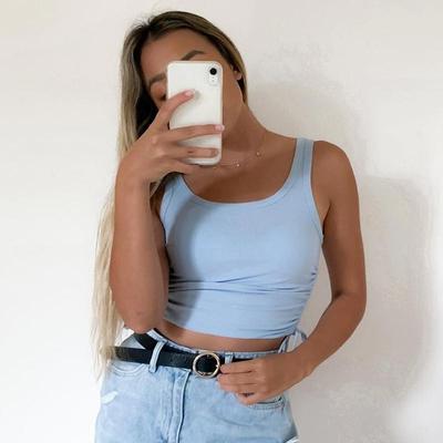 Ruched, ermeløse skjorter T-skjorter Kvinner Solid Uformell mote Crop Top Damer High Street Tie Up Croptop Sommer Fitness