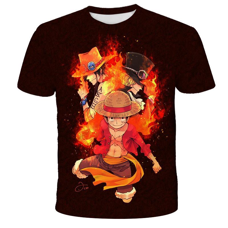 Anime One Piece Luffy Boy T-shirt CosPlay Short Sleeve Mens Cartoon Men's Top Loose Breathable Men's Casual Clothing
