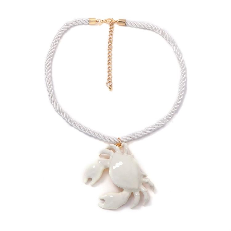 Stylish Crab Shaped Pendant Necklace Versatile Colors Trendy Jewellery Casual Beach Neckwear For Girls