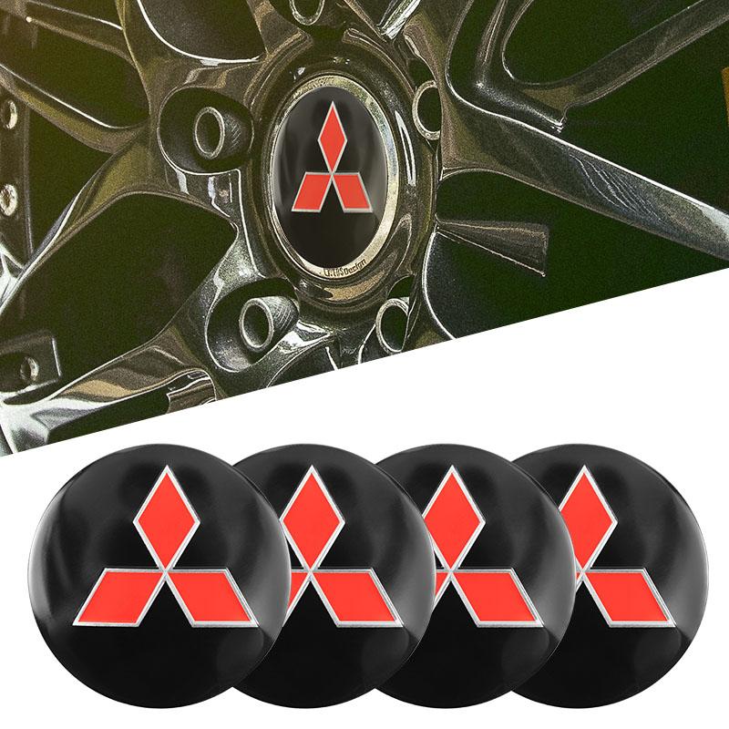 Cytbfl1 4Pcs Car Wheel Stickers 56mm Auto Center Hub Cap Decal For Mitsubishi Lancer Ralliart ASX Mirage Pajero Xpander Attrage L200