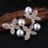 Mode Voller Diamanten Drei Schmetterlinge Dreidimensional Große Perle Brosche Anstecknadel Brosche Accessoires Brosche Schmuck