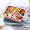 Lunch Box Reusable 4-Compartment Plastic Divided Food Storage Container Boxes 4pc
