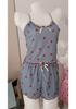 Women's Strawberry Print Lace Trim Pajama Set - Ribbed Camisole & Shorts