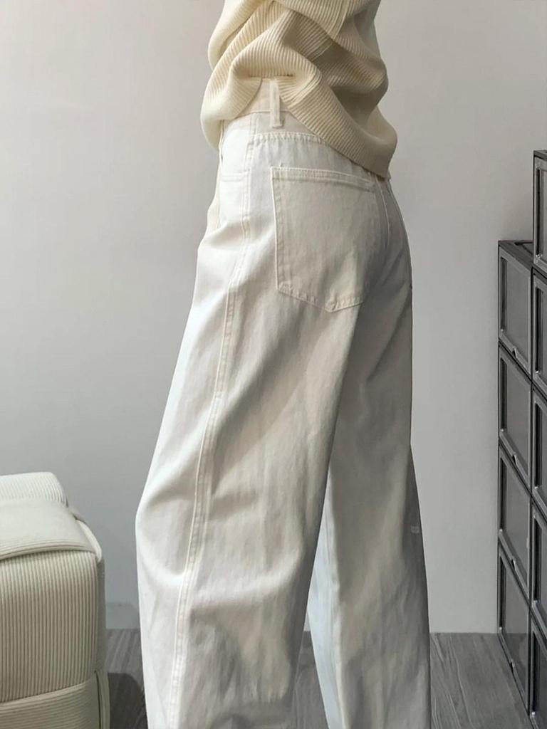 Women's Plus Size Wide-Leg Fluffy Jeans - Slimming Drape, Floor-Length (Autumn/Winter 2025)