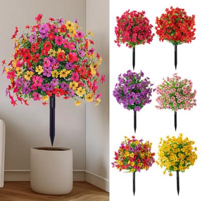 2 Pcs Artificial Violet Ball 23.6" Topiary Trees with Ground Spikes