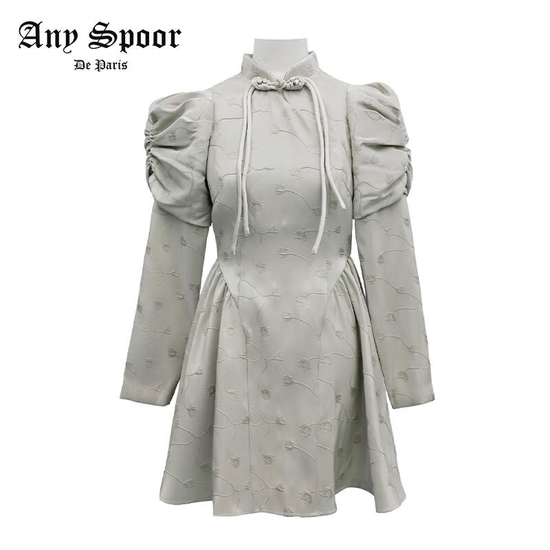 

ANY SPOOR New Chinese Style Puff Sleeve Mini Dress XL