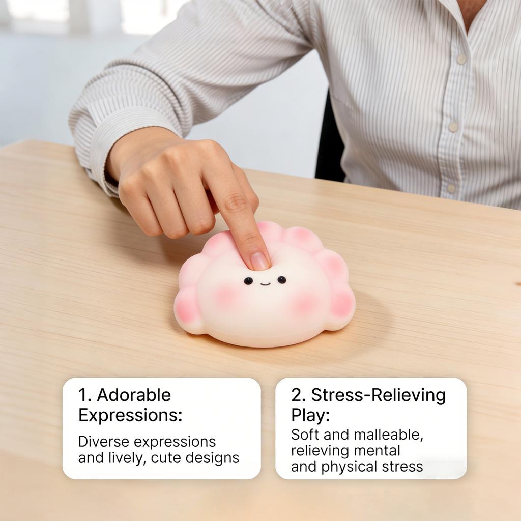Plush Dumpling Toy Soft Stuffed Doll Cute Plushie Decorative Cushion for Bedroom Living Room Office Gift