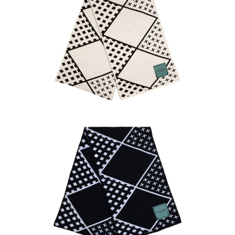 

ANA MAISON Кашемировый жаккардовый шарф с ромбами для унисекс [KM-DIAMOND] Black BLACK