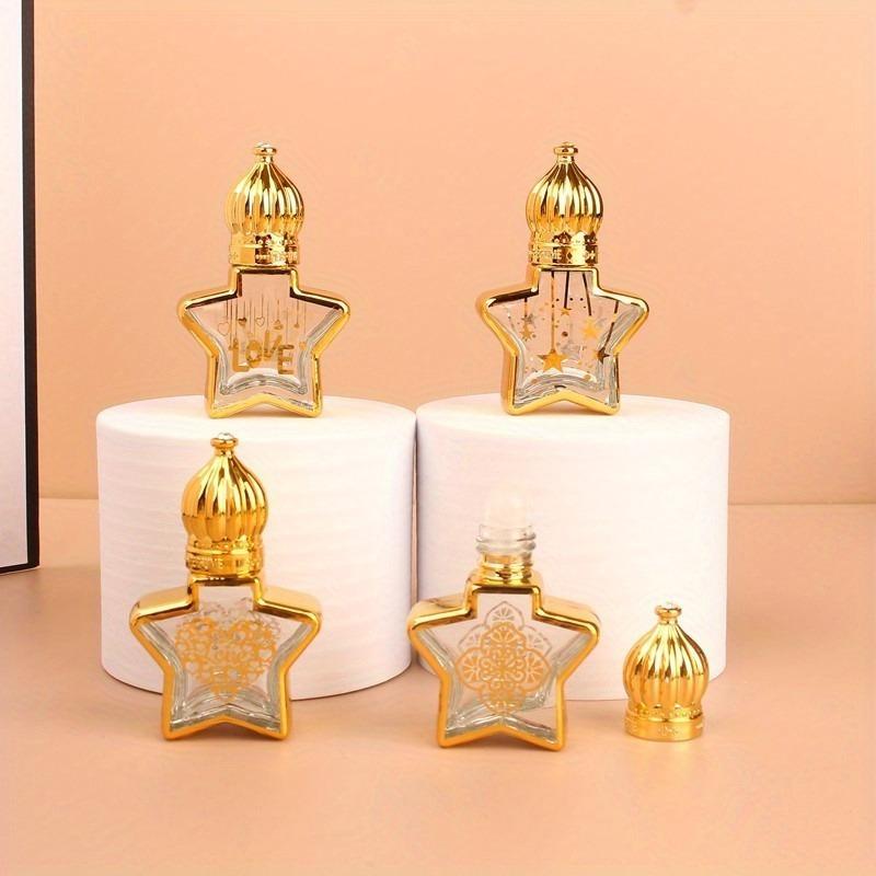 2pcs/set 8ML Luxury Golden Essential Oil Roller Bottle Refillable Perfume Bottle Glass Roll-On Essential Oil Bottle Cosmetics