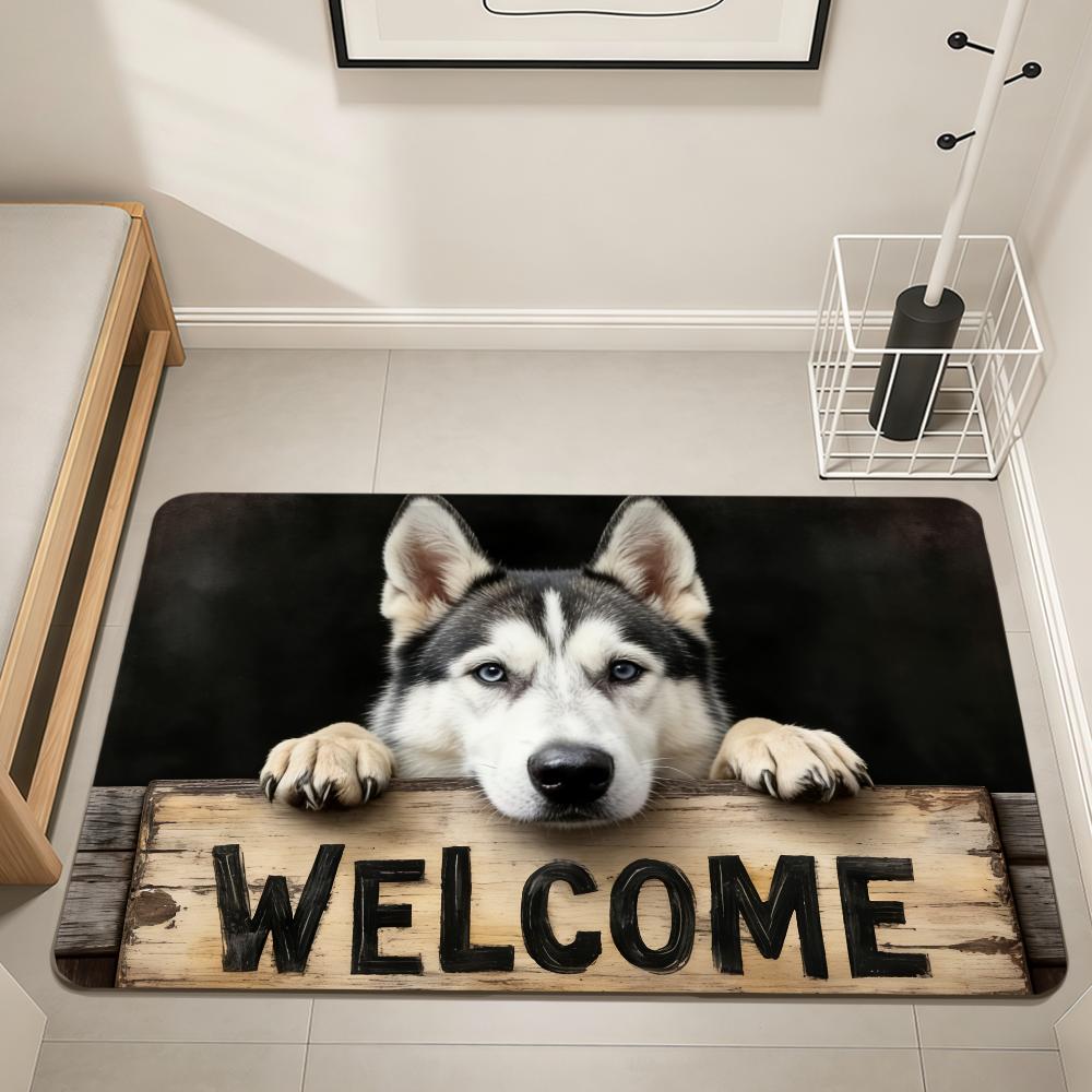 Welcome Art Cute Fun Cartoon Dog Home Bedside Rug Kitchen Bath Floor Mat Hallway Balcony Carpet Entrance Doormat Hogar Decor